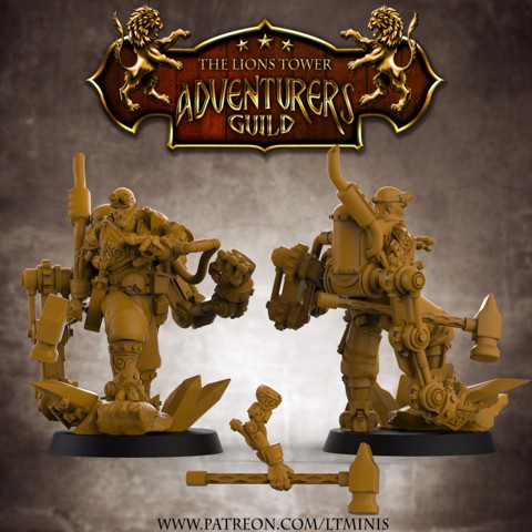 Image of Adventurers Guild - LEVEL UP! Artificer Male (32mm scale modular Miniature) - set of 3 figures
