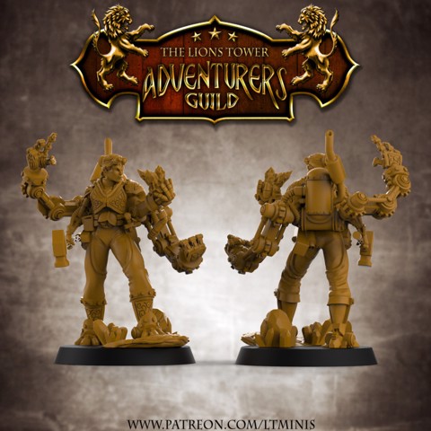 Image of Adventurers Guild - LEVEL UP! Artificer Female (32mm scale modular Miniature) - set of 3 figures