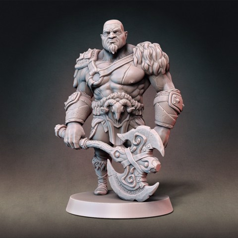Image of Goliath Barbarian Type A (Bald) w/ Modular Hands and 4 Weapons