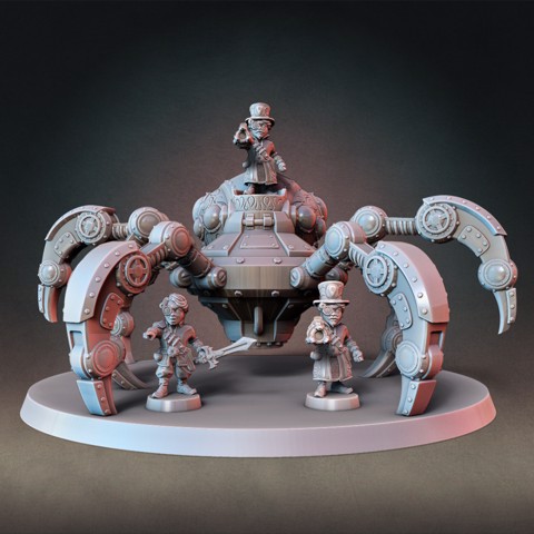 Image of Giant Steampunk Mech Spider + Gnome Artificers Complete Set (Presupported)