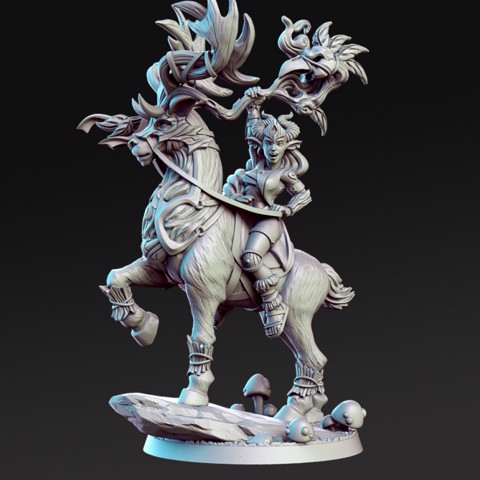 Image of Bronwin - Forest Queen with Deer - 32mm - DnD -