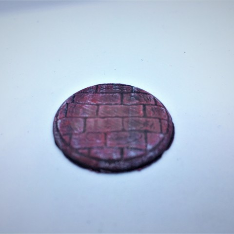 Image of 25 mm red brick base for tabletop gaming like dnd