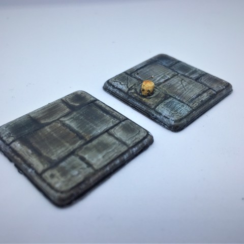 Image of Square 25mm bases for tabletop gaming - stone tile skull