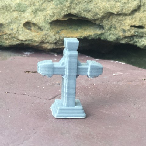 Image of Cross Grave Stone for 28mm tabletop game graveyard or cemetery