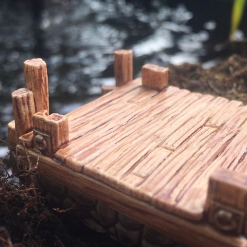 Image of Wood and Stone Dock for 28 mm tabletop games