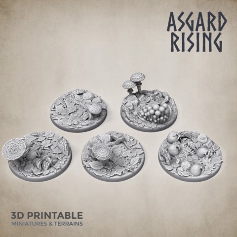 Image of 5 x Round Bases 30mm FOREST Theme PRESUPPORTED