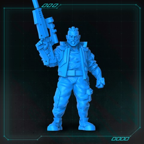 Image of Cyberpunk Male Rifle Up Standing