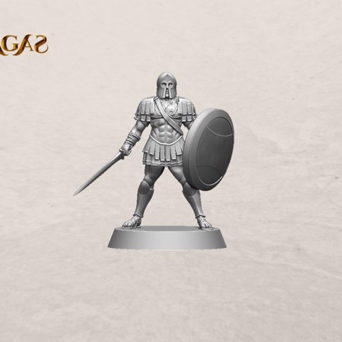 Image of Realm of Eros soldier with sword and shield pose 1 miniature – STL file
