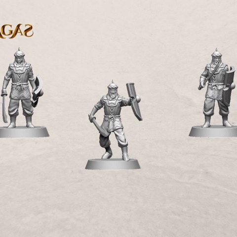 Image of Empire of Jagrad soldiers with sword and shield pack (3 miniatures)