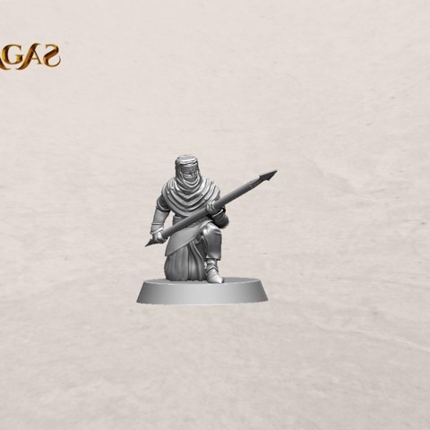 Image of Night’s Cult soldier with spear pose 3 miniature – STL file