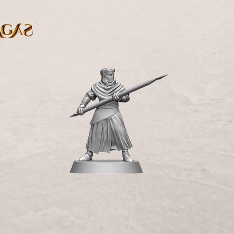 Image of Night’s Cult soldier with spear pose 2 miniature – STL file