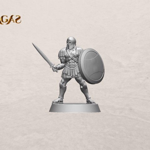 Image of Realm of Eros soldier with sword and shield pose 3 miniature – STL file