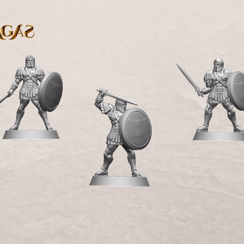 Image of Realm of Eros soldiers with sword and shield pack (3 miniatures)