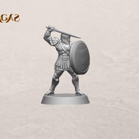 Image of Realm of Eros soldier with sword and shield pose 2 miniature – STL file