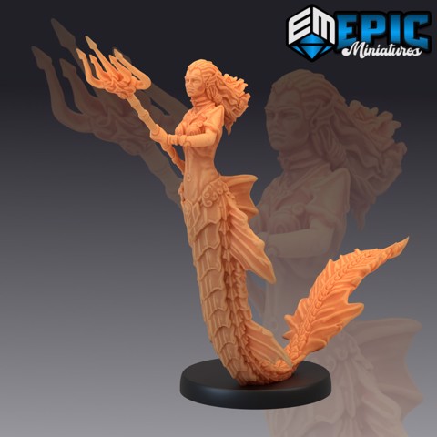 Image of Siren Warrior / Mermaid with Trident / Merfolk