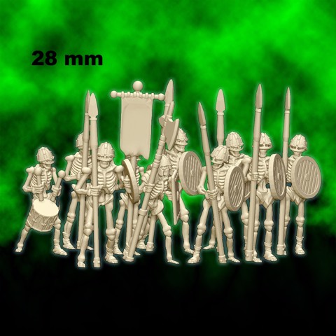 Image of Skeleton spearmen - 28mm for wargame