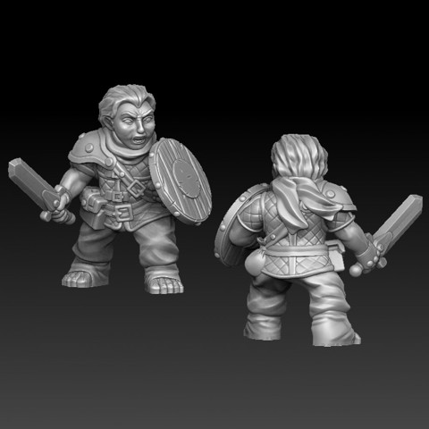 Image of Halfling warrior with sword and sheld