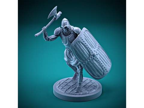 Image of Skeleton - Heavy Infantry - Axe + Square Shield - Attack Pose