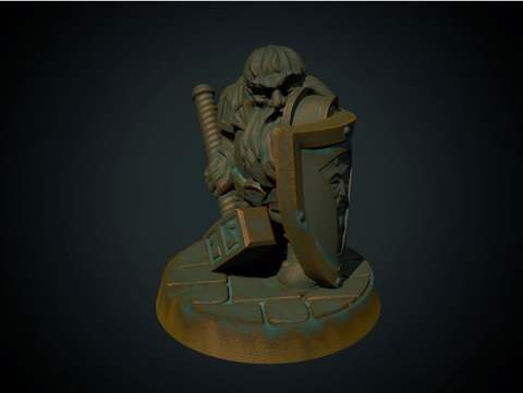 Image of Dwarf Paladin 28mm (supportless, FDM friendly)