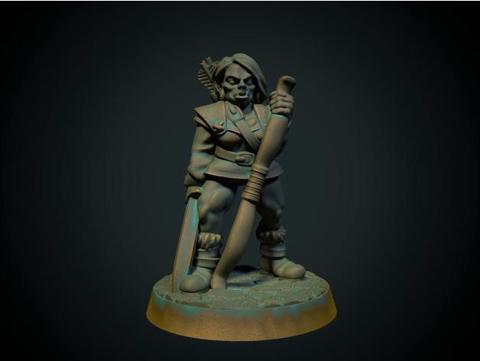 Image of Half-orc female ranger 28mm (Supportless, FDM friendly)