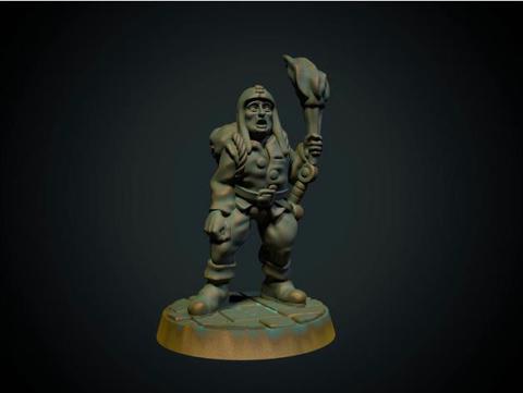 Image of Hireling with torch 28mm (supportless, FDM friendly)