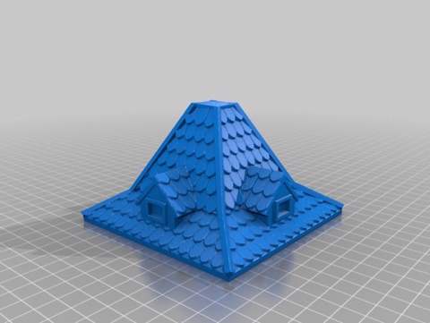 Image of Tall Pyramid Shield Rooftop with Dormers 4" x 4" for 25/28mm Fantasy Buildings