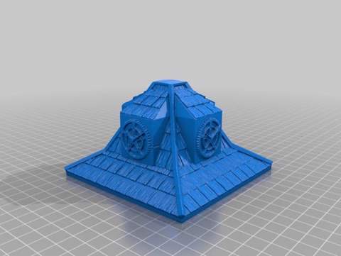Image of Shingled Rooftop with Clocks 4" x 4" for 25/28mm Fantasy Buildings