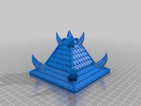 Image of Tall Pyramid Rooftop with Chaos Spikes 4" x 4" for 25/28mm Fantasy Buildings