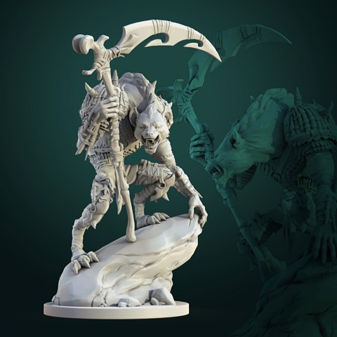 Image of Mezg Gnoll Commander 32mm and 75mm pre-supported
