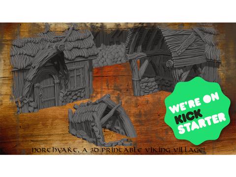 Image of Northvakt a viking village, Kickstarter! promo doghouse model.