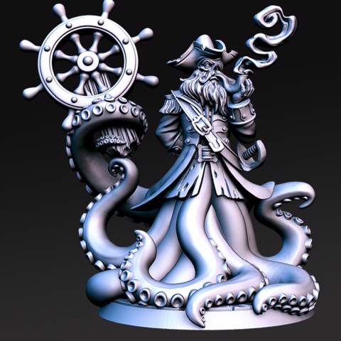 Image of Captain Quidd - Pirate Octopus Captain - 32mm - DnD -