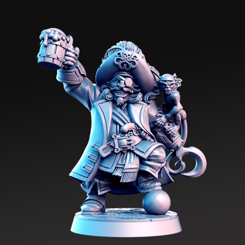 Image of Madolff - Male Dwarf PIrate Captain - 32mm - DnD