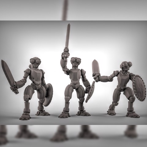 Image of Warforged with swords and shields