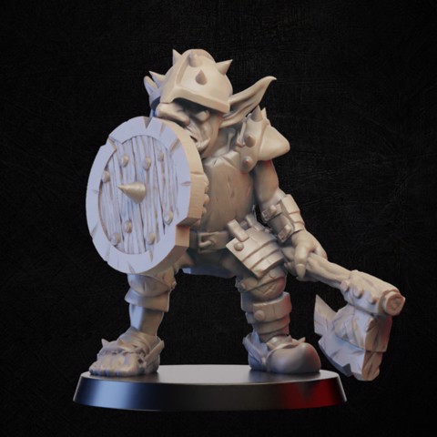 Image of Goblin knight with axe abd sheld