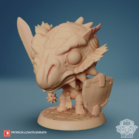 Image of Chibi Dragonborn Paladin 24mm PRE-SUPPORTED