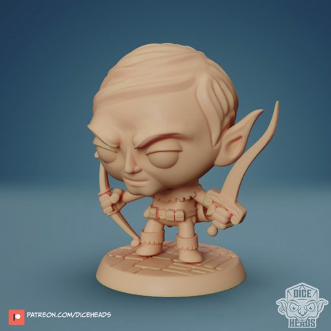Image of Chibi Elf Ranger 24mm PRE-SUPPORTED
