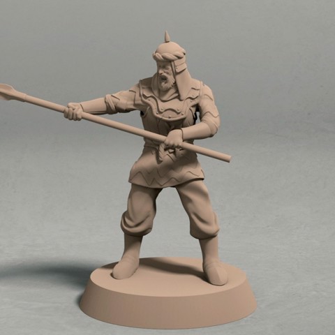 Image of Empire of Jagrad soldier with spear pose 3 miniature – STL file