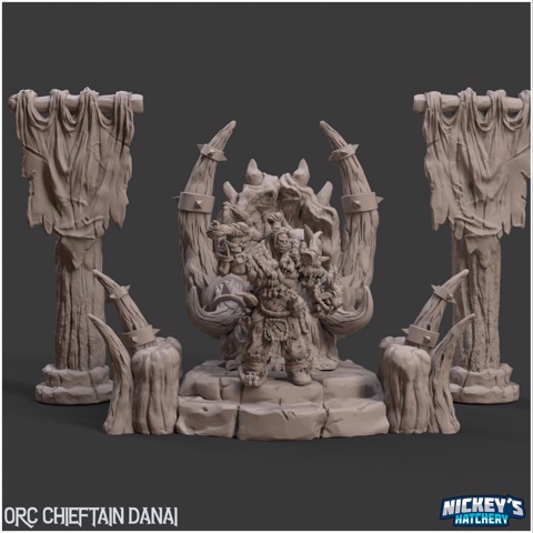 Image of Orc Chieftain Danai + Detailed Scenic Base |32mm, 54mm,75mm Scaled Versions Available