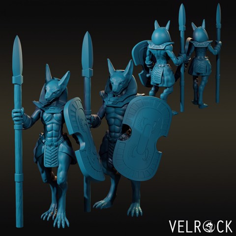 Image of Anubis Soldier Warriors with Spear and Shield (Male and Female)