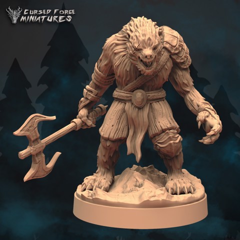 Image of Pre-supported werebear rpg miniature