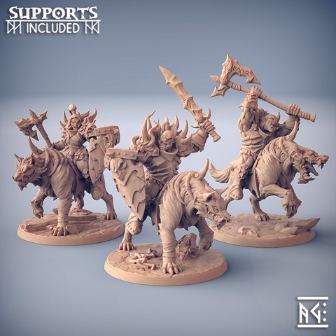 Image of Frostmetal Worg Riders - 3 Modular Units with mounts