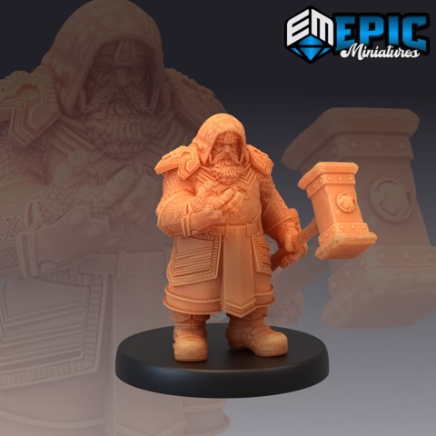 Image of Nordic Dwarf Hammer / Armored Cleric Warhammer