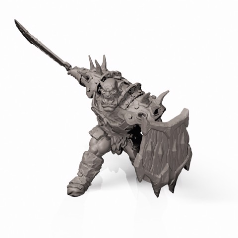 Image of Black Orc Fighter - - Professionally pre-supported!