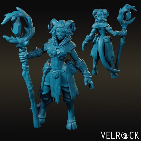 Image of Tiefling Druid with Gnarled Staff (Female) NOW PRESUPPORTED