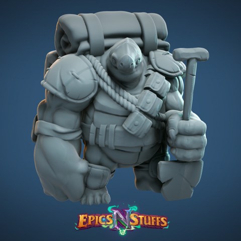 Image of Tortle Adventurer 05 Miniature - pre-supported