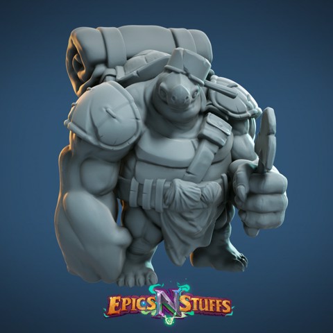 Image of Tortle Adventurer 02 Miniature - pre-supported