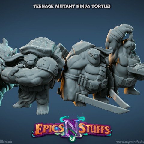 Image of Teenage Mutant Ninja Tortle miniatures bundle - pre-supported