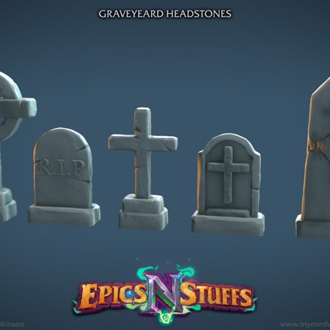 Image of Graveyard Headstones Miniatures - pre-supported