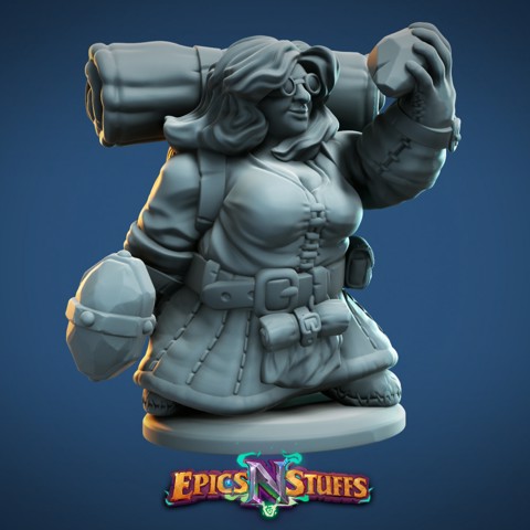 Image of Dwarven Female Artificer Miniature - pre-supported