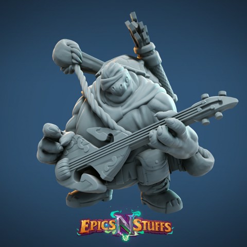Image of Tortle Bard Miniature - pre-supported